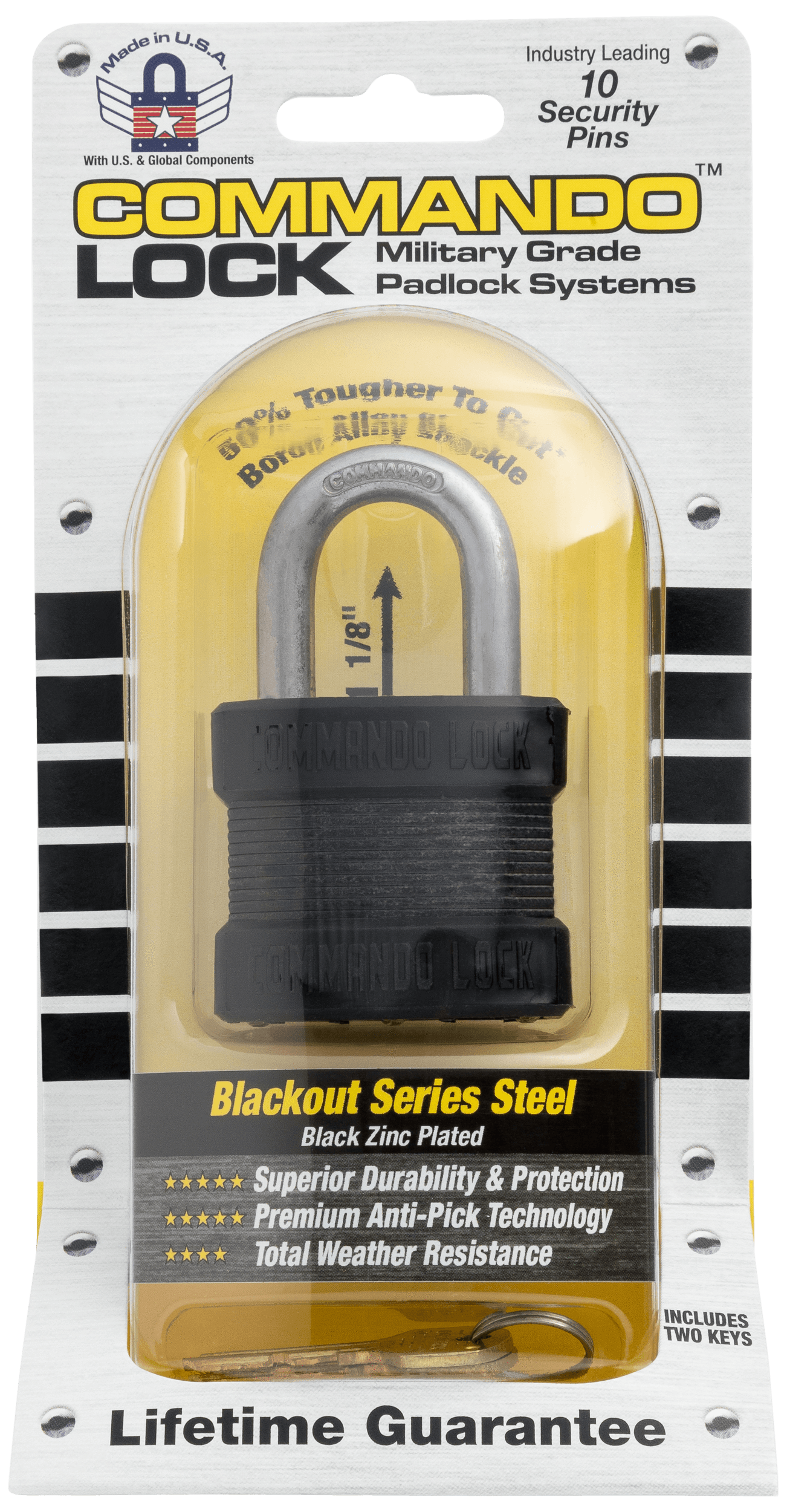 Blackout Laminated Steel Padlock | Military-Grade | Pelican Case Locks Commando Lock