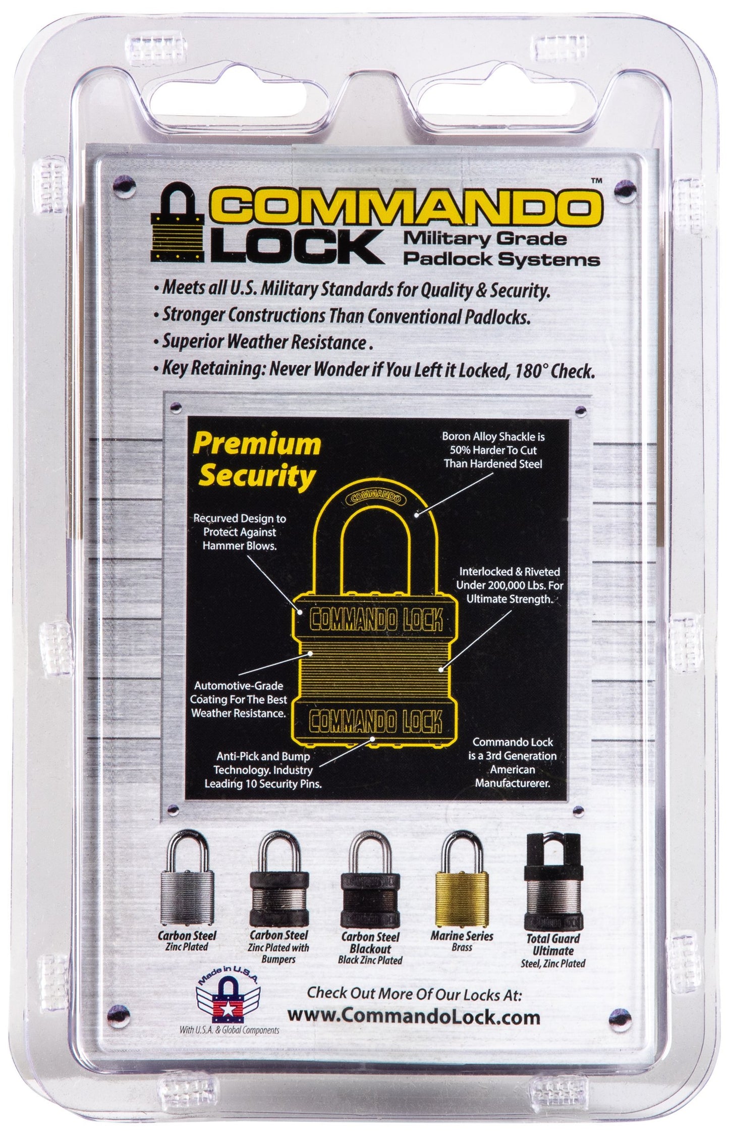 Commando Lock_Steel Blackout Heavy Duty Pelican Case Padlock - Keyed Alike 2 Pack back