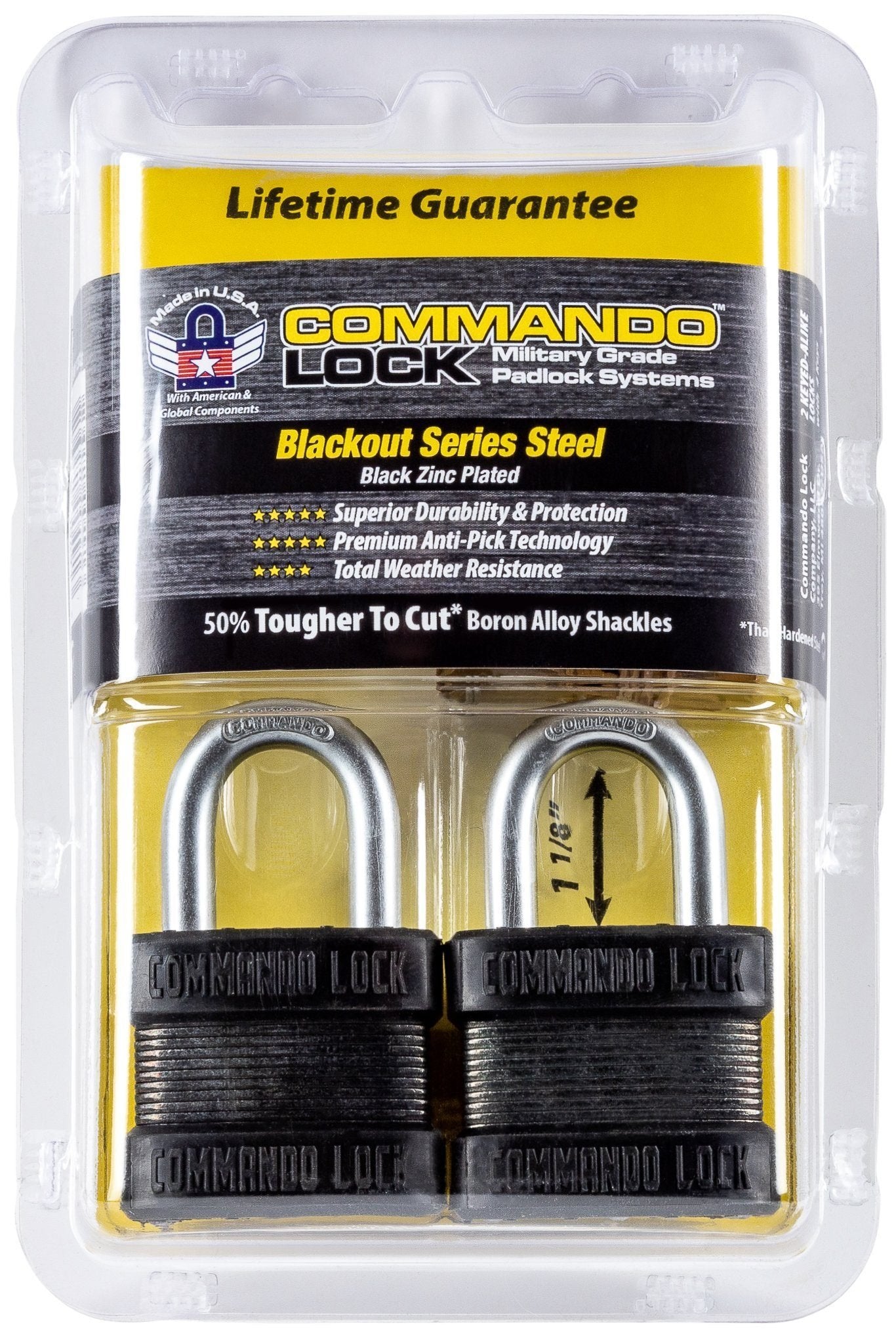 Blackout Laminated Steel Padlock | Military-Grade | Pelican Case Locks Commando Lock