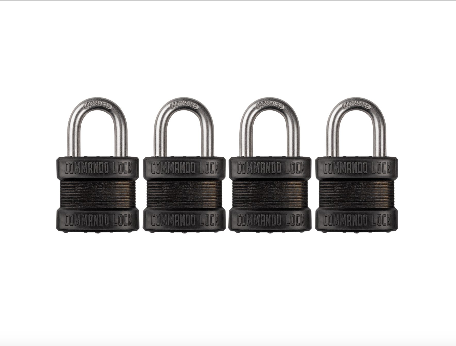 Blackout Laminated Steel Padlock | Military-Grade | Pelican Case Locks Commando Lock 4 PACK KEYED ALIKE