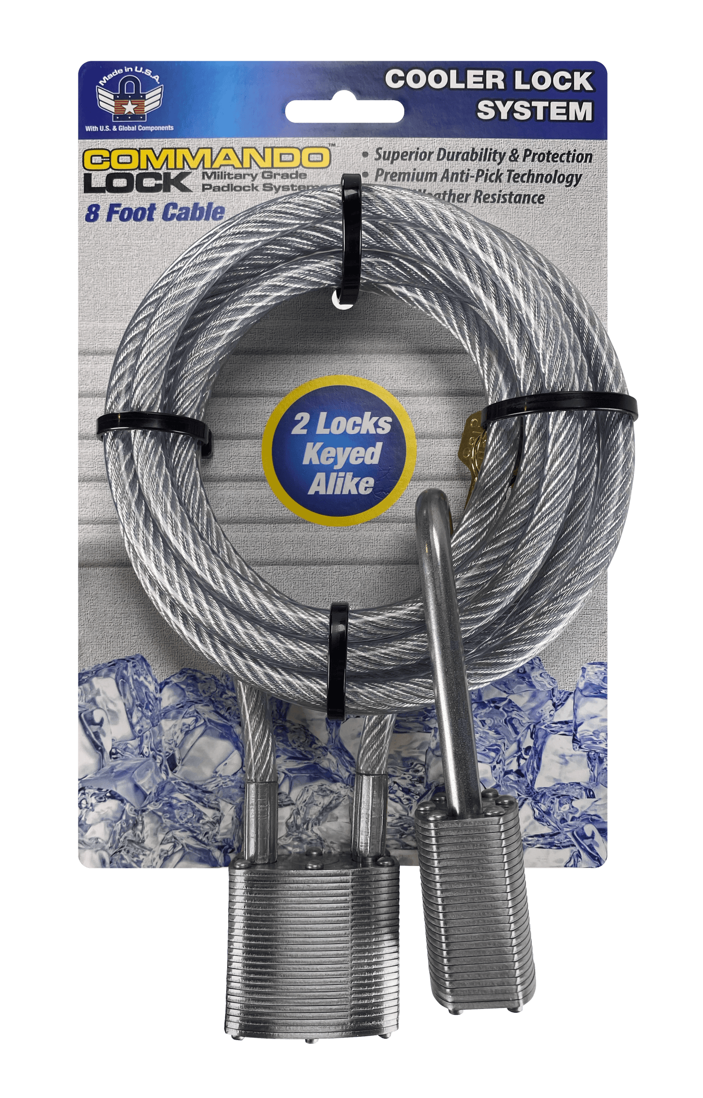 Cooler Cable Padlock | 2 Steel PadLocks (KA) | Military-Grade