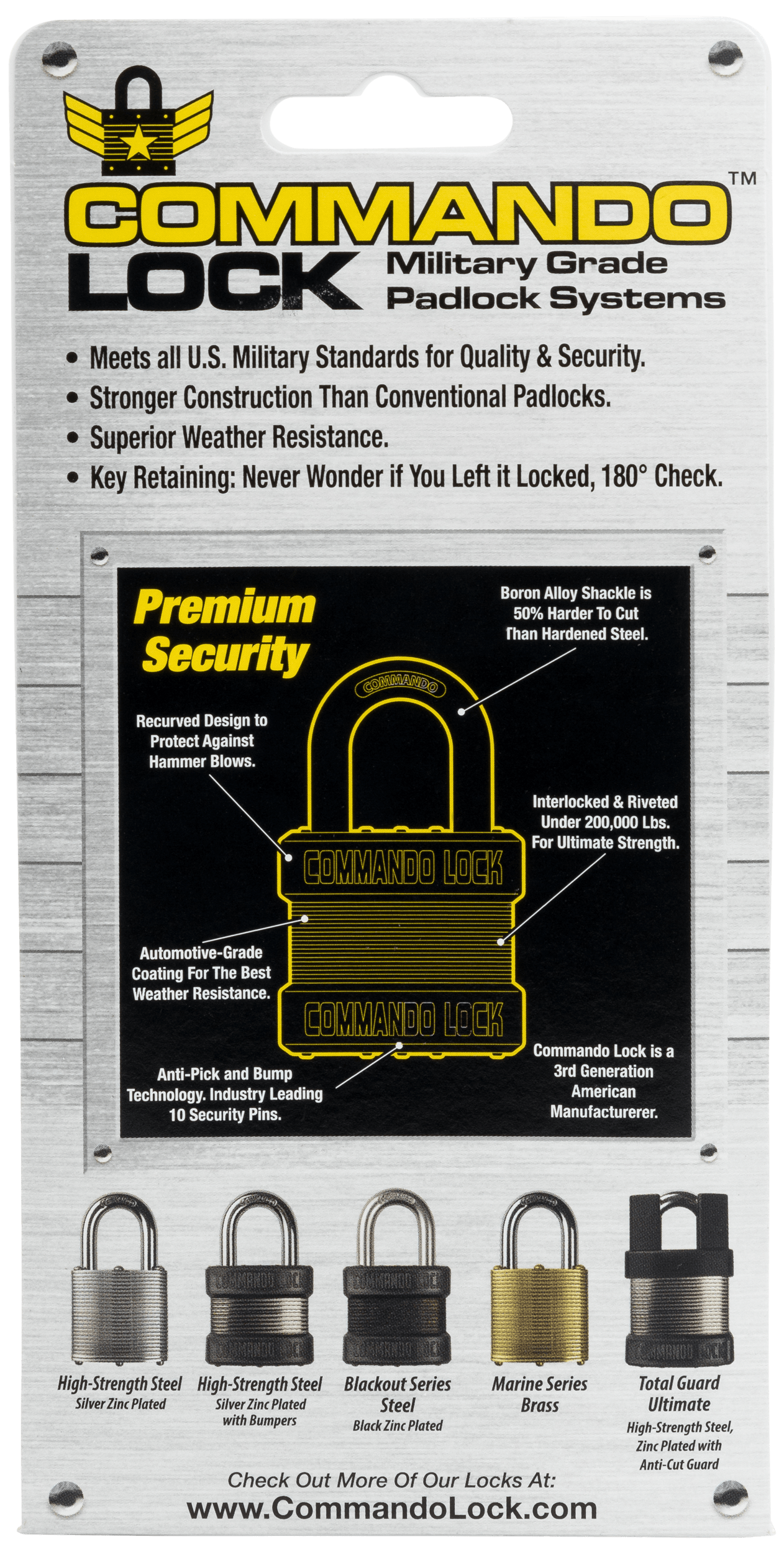 Commando Lock_Steel Heavy Duty Anti-Pick Padlock Package