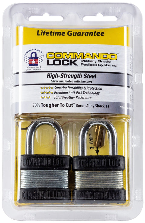Commando Lock Heavy Duty Padlock | 2 Bumper High Security | Military-Grade Commando Lock 