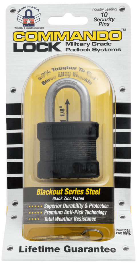 Blackout Laminated Steel Padlock | Military-Grade | Pelican Case Locks Commando Lock 