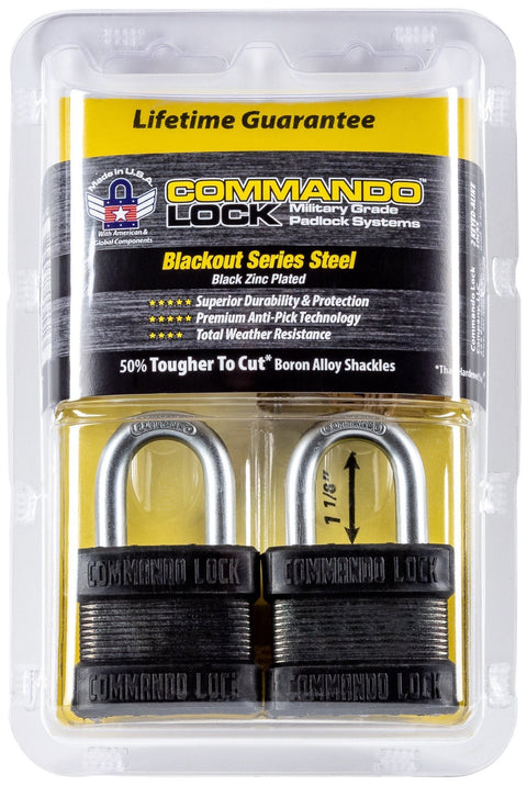 Blackout Laminated Steel Padlock | Military-Grade | Pelican Case Locks Commando Lock 