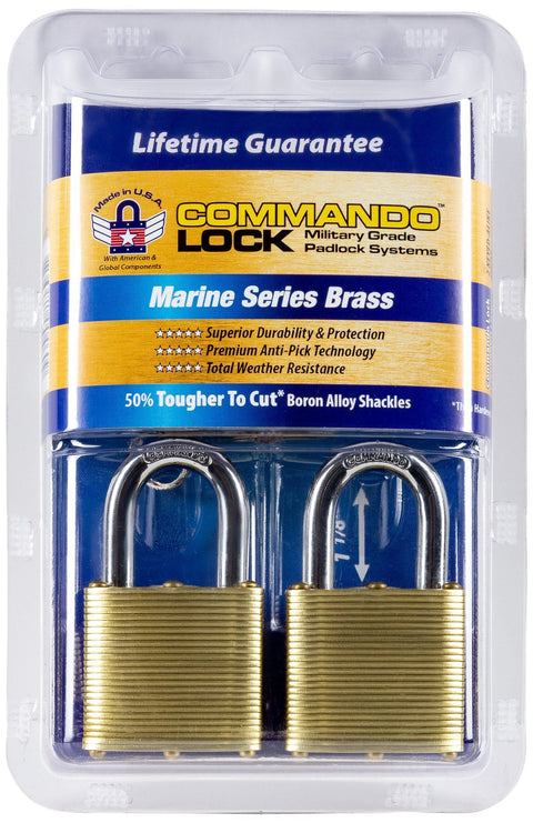 Commando Lock Marine Series Premium Brass Padlock - 2 Pack