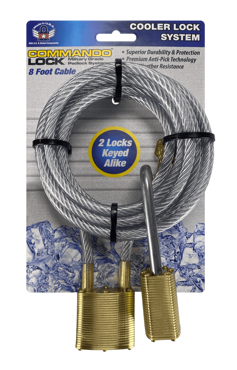 Commando Cooler Lock Cable | 2 Brass PadLocks | Outdoor Cable Locks ...
