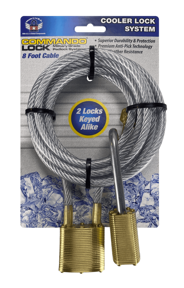 Commando | Cooler Cable Lock | 2 Brass PadLocks (KA) | Military-Grade Commando Lock 