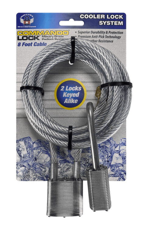 Commando | Cooler Cable Padlock | 2 Steel PadLocks (KA) | Military-Grade