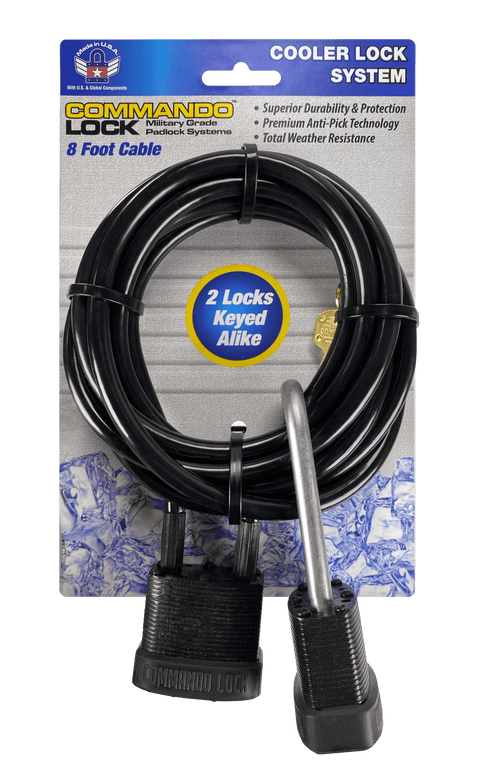 Commando | Cooler Cable Locks | 2 Blackout PadLocks (KA) | Heavy Duty
